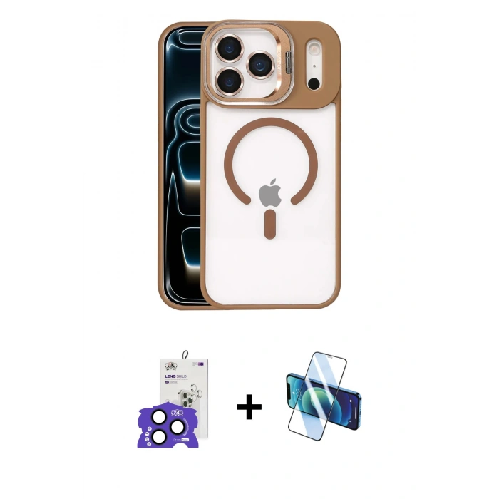 MARSİLYAN™- iPhone 17 Pro Max Kılıf Yadigar Asil Koleksiyonu - Siyah 3D Antistatik Cam Ekran Koruyucu + Bilvis Titan Kamera Lens - LT