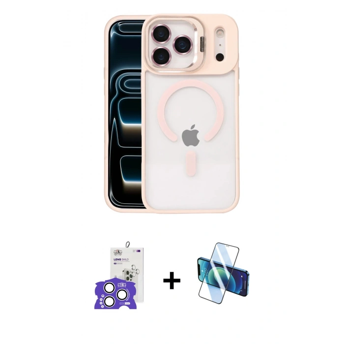 MARSİLYAN™- iPhone 17 Pro Max Kılıf Yadigar Asil Koleksiyonu - Siyah 3D Antistatik Cam Ekran Koruyucu + Bilvis Titan Kamera Lens - GS
