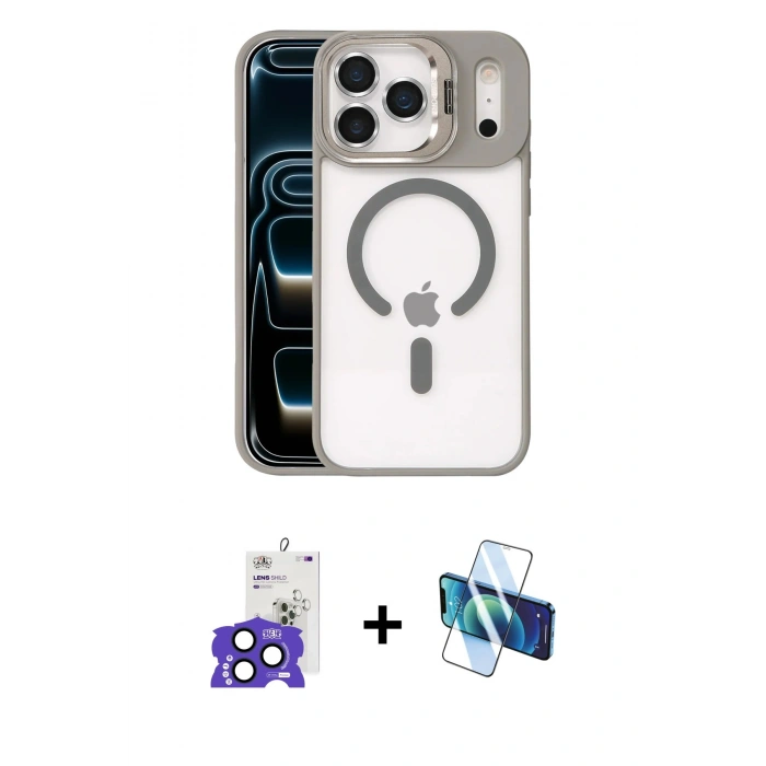 MARSİLYAN™- iPhone 17 Pro Max Kılıf Yadigar Asil Koleksiyonu - Siyah 3D Antistatik Cam Ekran Koruyucu + Bilvis Titan Kamera Lens - LT