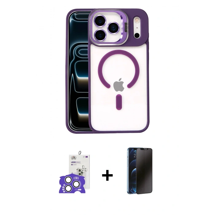 MARSİLYAN™- iPhone 17 Pro Max Kılıf Yadigar Asil Koleksiyonu - Siyah 3D Antistatik Hayalet Cam Ekran Koruyucu + Bilvis Titan Kamera Lens - GS
