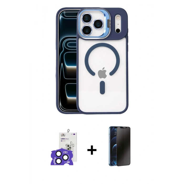 MARSİLYAN™- iPhone 17 Pro Max Kılıf Yadigar Asil Koleksiyonu - Siyah 3D Antistatik Hayalet Cam Ekran Koruyucu + Bilvis Titan Kamera Lens - LT