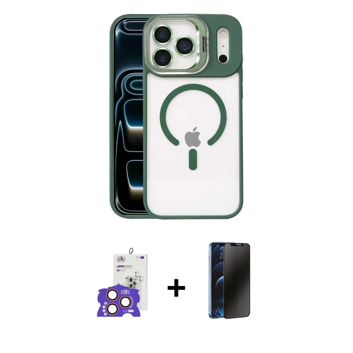 MARSİLYAN™- iPhone 17 Pro Max Kılıf Yadigar Asil Koleksiyonu - Siyah 3D Antistatik Hayalet Cam Ekran Koruyucu + Bilvis Titan Kamera Lens - TU