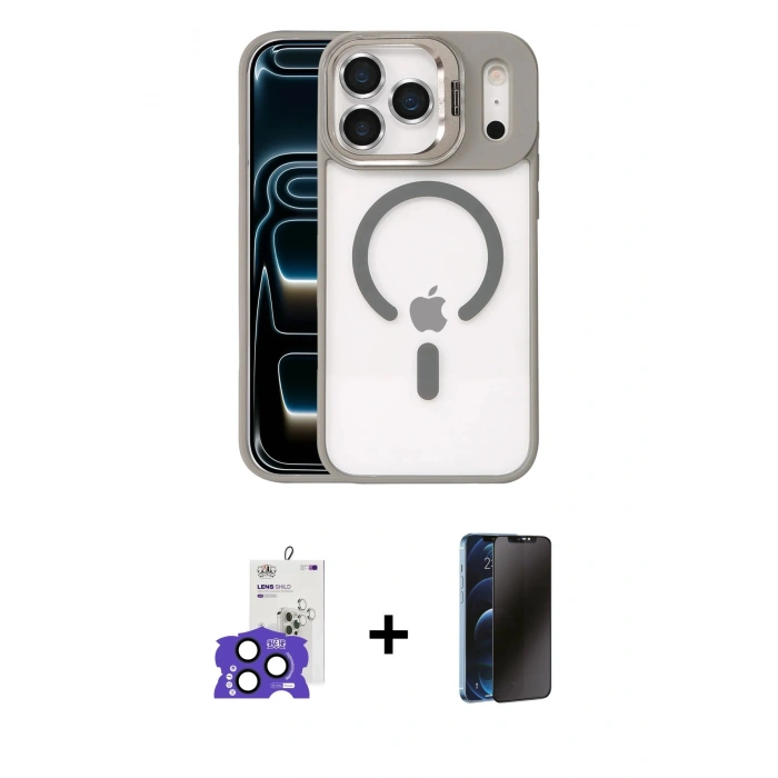 MARSİLYAN™- iPhone 17 Pro Max Kılıf Yadigar Asil Koleksiyonu - Siyah 3D Antistatik Hayalet Cam Ekran Koruyucu + Bilvis Titan Kamera Lens - LT