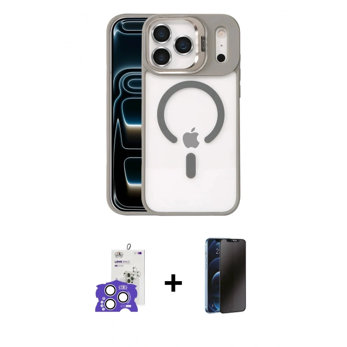 MARSİLYAN™- iPhone 17 Pro Max Kılıf Yadigar Asil Koleksiyonu - Siyah 3D Antistatik Hayalet Cam Ekran Koruyucu + Bilvis Titan Kamera Lens - GS