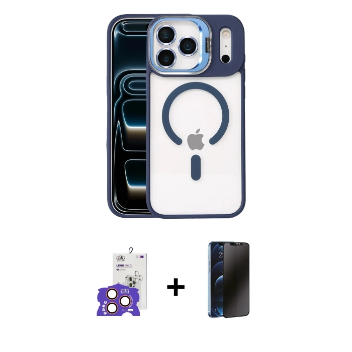 MARSİLYAN™- iPhone 17 Pro Max Kılıf Yadigar Asil Koleksiyonu - Siyah 3D Antistatik Hayalet Cam Ekran Koruyucu + Bilvis Titan Kamera Lens - TU
