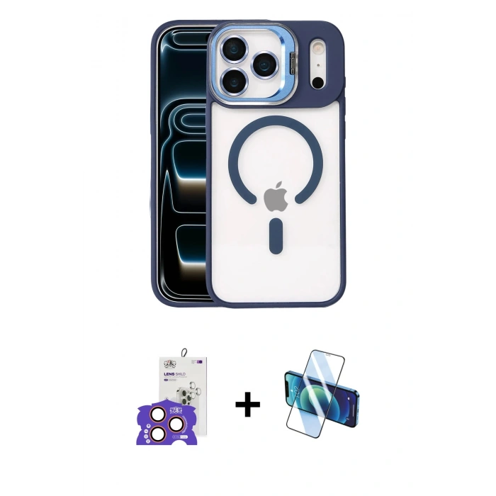 MARSİLYAN™- iPhone 17 Pro Max Kılıf Yadigar Asil Koleksiyonu - Siyah 3D Antistatik Seramik Nano Ekran Koruyucu + Bilvis Titan Kamera Lens - TU