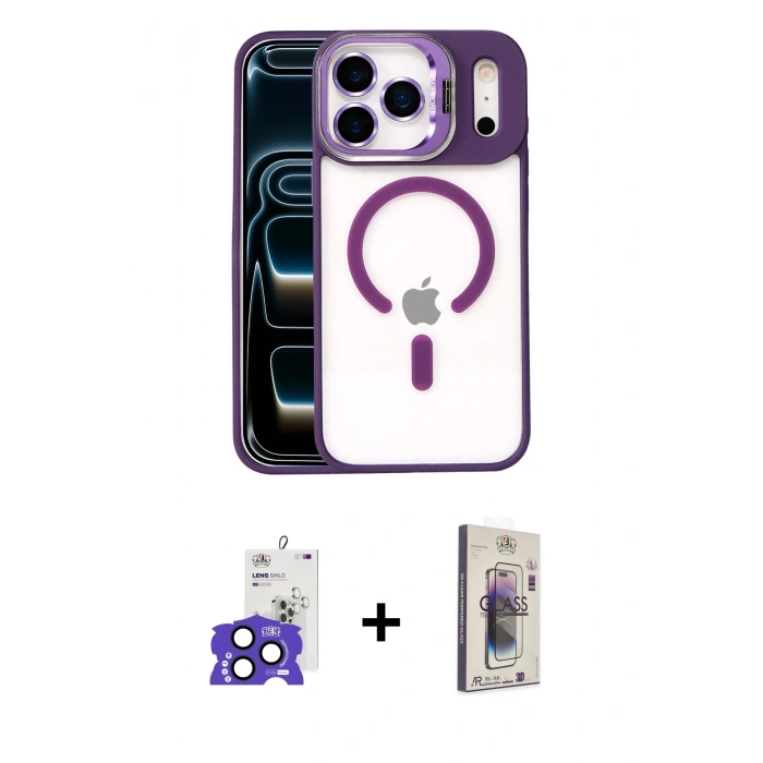 MARSİLYAN™- iPhone 17 Pro Max Kılıf Yadigar Asil Koleksiyonu - Siyah Bilvis 3D Cam Ekran Koruyucu + Bilvis Titan Kamera Lens - LT