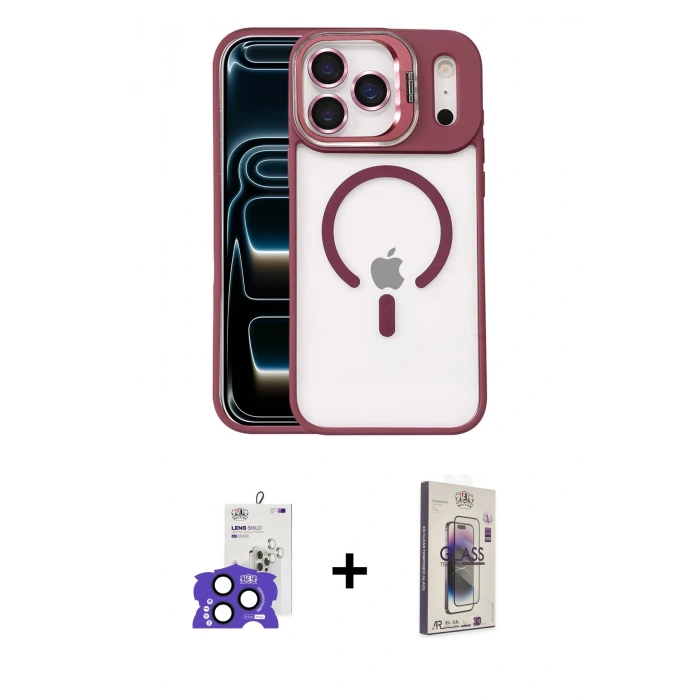 MARSİLYAN™- iPhone 17 Pro Max Kılıf Yadigar Asil Koleksiyonu - Siyah Bilvis 3D Cam Ekran Koruyucu + Bilvis Titan Kamera Lens - LT