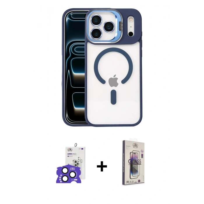 MARSİLYAN™- iPhone 17 Pro Max Kılıf Yadigar Asil Koleksiyonu - Siyah Bilvis 3D Cam Ekran Koruyucu + Bilvis Titan Kamera Lens - LT