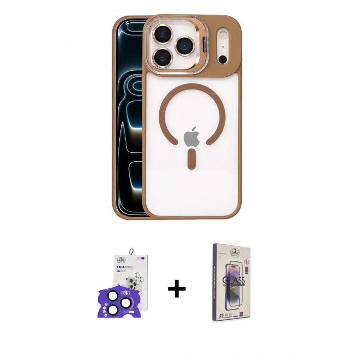 MARSİLYAN™- iPhone 17 Pro Max Kılıf Yadigar Asil Koleksiyonu - Siyah Bilvis 3D Cam Ekran Koruyucu + Bilvis Titan Kamera Lens - LT
