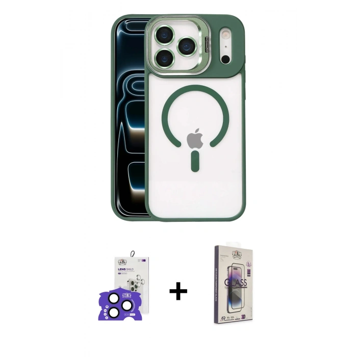MARSİLYAN™- iPhone 17 Pro Max Kılıf Yadigar Asil Koleksiyonu - Siyah Bilvis 3D Cam Ekran Koruyucu + Bilvis Titan Kamera Lens - LT