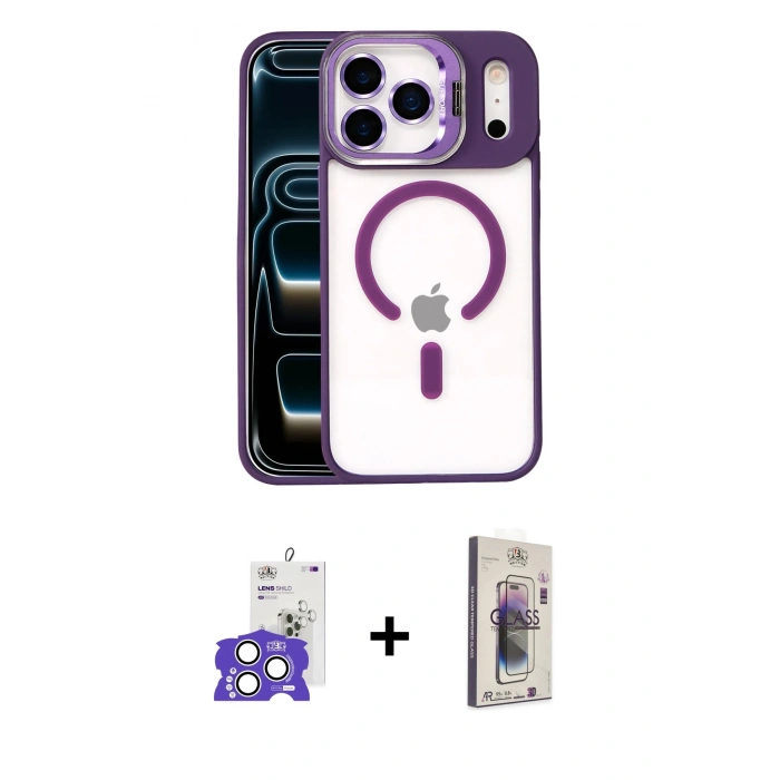 MARSİLYAN™- iPhone 17 Pro Max Kılıf Yadigar Asil Koleksiyonu - Siyah Bilvis 3D Cam Ekran Koruyucu + Bilvis Titan Kamera Lens - GS
