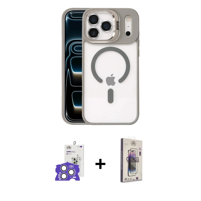 MARSİLYAN™- iPhone 17 Pro Max Kılıf Yadigar Asil Koleksiyonu - Siyah Bilvis 3D Cam Ekran Koruyucu + Bilvis Titan Kamera Lens - GS