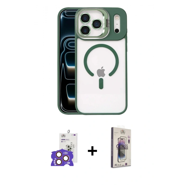 MARSİLYAN™- iPhone 17 Pro Max Kılıf Yadigar Asil Koleksiyonu - Siyah Bilvis 3D Cam Ekran Koruyucu + Bilvis Titan Kamera Lens - TU