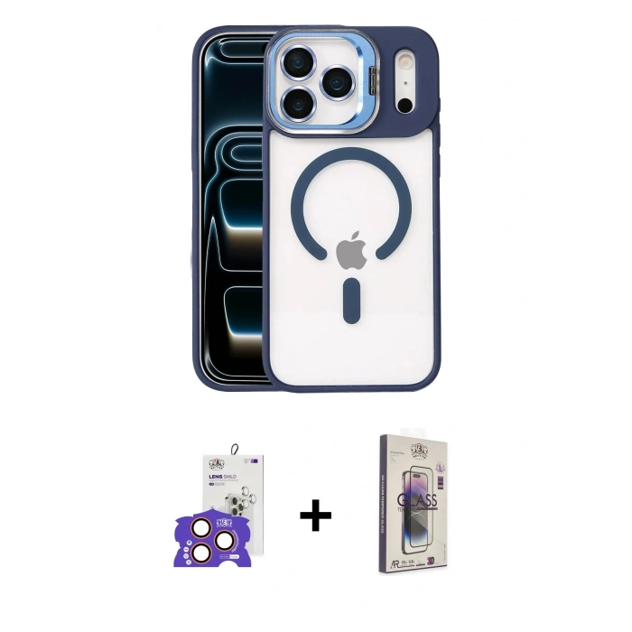 MARSİLYAN™- iPhone 17 Pro Max Kılıf Yadigar Asil Koleksiyonu - Siyah Bilvis 3D Cam Ekran Koruyucu + Bilvis Titan Kamera Lens - TU