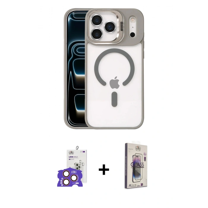 MARSİLYAN™- iPhone 17 Pro Max Kılıf Yadigar Asil Koleksiyonu - Siyah Bilvis 3D Cam Ekran Koruyucu + Bilvis Titan Kamera Lens - TU