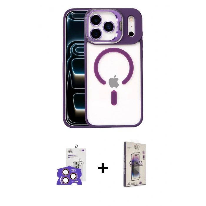 MARSİLYAN™- iPhone 17 Pro Max Kılıf Yadigar Asil Koleksiyonu - Siyah Bilvis 3D Cam Ekran Koruyucu + Bilvis Titan Kamera Lens - TU