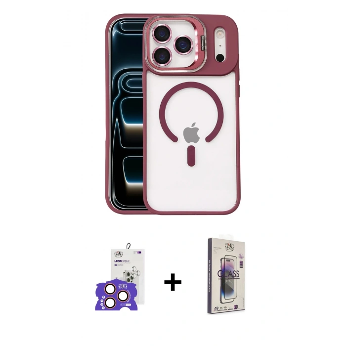 MARSİLYAN™- iPhone 17 Pro Max Kılıf Yadigar Asil Koleksiyonu - Siyah Bilvis 3D Cam Ekran Koruyucu + Bilvis Titan Kamera Lens - TU
