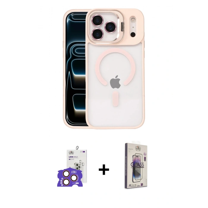 MARSİLYAN™- iPhone 17 Pro Max Kılıf Yadigar Asil Koleksiyonu - Siyah Bilvis 3D Cam Ekran Koruyucu + Bilvis Titan Kamera Lens - TU