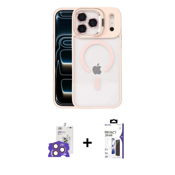 MARSİLYAN™- iPhone 17 Pro Max Kılıf Yadigar Asil Koleksiyonu - Siyah Bilvis 3X AR Hayalet Cam Ekran Koruyucu + Bilvis Titan Kamera Lens - TU