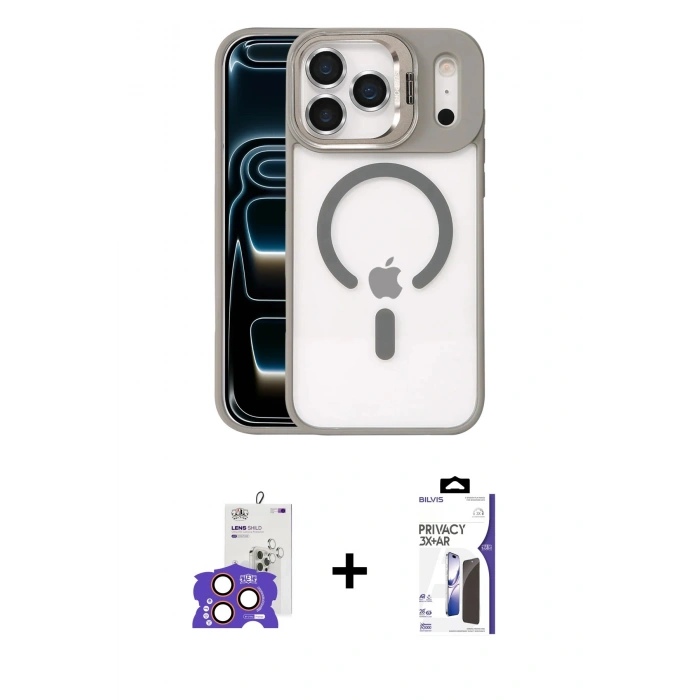 MARSİLYAN™- iPhone 17 Pro Max Kılıf Yadigar Asil Koleksiyonu - Siyah Bilvis 3X AR Hayalet Cam Ekran Koruyucu + Bilvis Titan Kamera Lens - TU