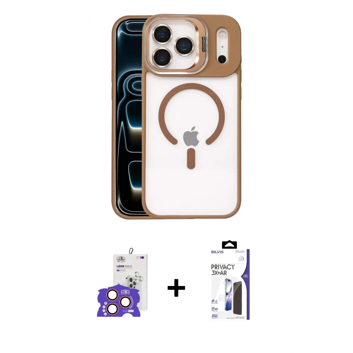 MARSİLYAN™- iPhone 17 Pro Max Kılıf Yadigar Asil Koleksiyonu - Siyah Bilvis 3X AR Hayalet Cam Ekran Koruyucu + Bilvis Titan Kamera Lens - TU