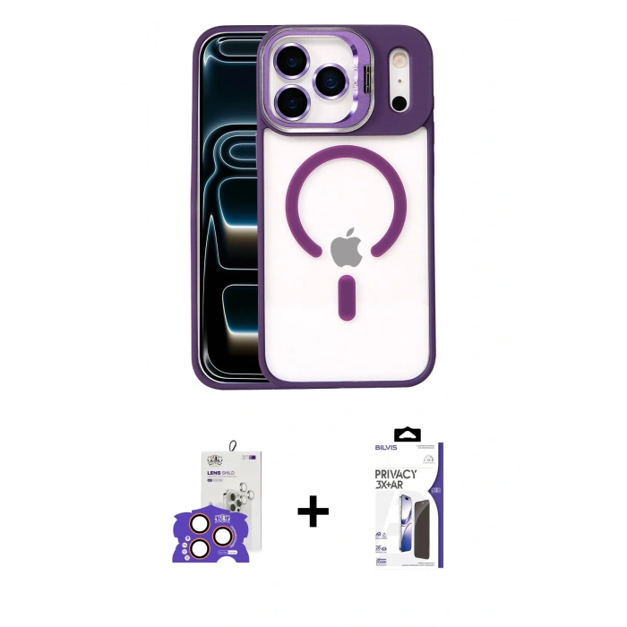 MARSİLYAN™- iPhone 17 Pro Max Kılıf Yadigar Asil Koleksiyonu - Siyah Bilvis 3X AR Hayalet Cam Ekran Koruyucu + Bilvis Titan Kamera Lens - TU