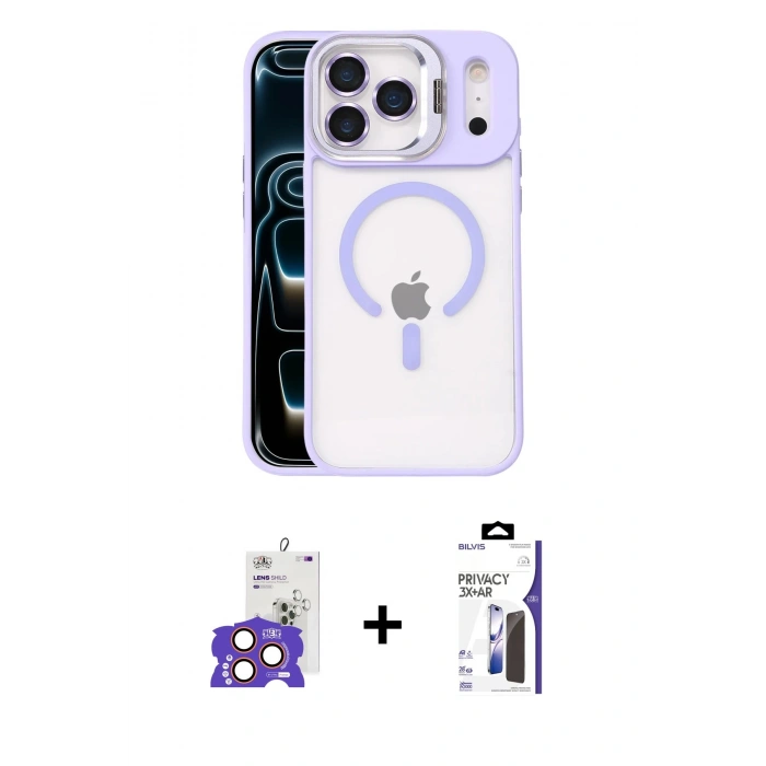 MARSİLYAN™- iPhone 17 Pro Max Kılıf Yadigar Asil Koleksiyonu - Siyah Bilvis 3X AR Hayalet Cam Ekran Koruyucu + Bilvis Titan Kamera Lens - TU