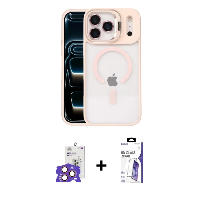 MARSİLYAN™- iPhone 17 Pro Max Kılıf Yadigar Asil Koleksiyonu - Siyah Bilvis 3X AR HD Cam Ekran Koruyucu + Bilvis Titan Kamera Lens - TU