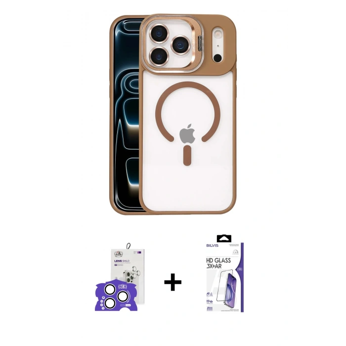 MARSİLYAN™- iPhone 17 Pro Max Kılıf Yadigar Asil Koleksiyonu - Siyah Bilvis 3X AR HD Cam Ekran Koruyucu + Bilvis Titan Kamera Lens - GS