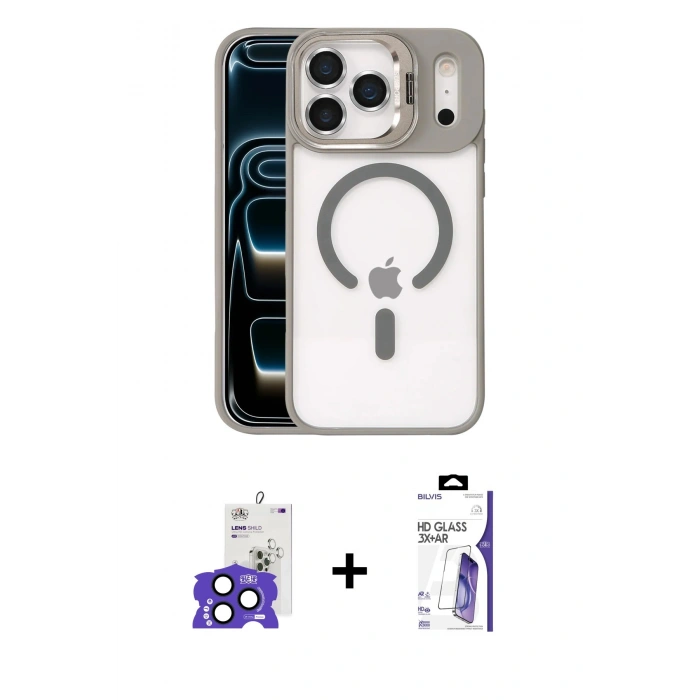 MARSİLYAN™- iPhone 17 Pro Max Kılıf Yadigar Asil Koleksiyonu - Siyah Bilvis 3X AR HD Cam Ekran Koruyucu + Bilvis Titan Kamera Lens - LT