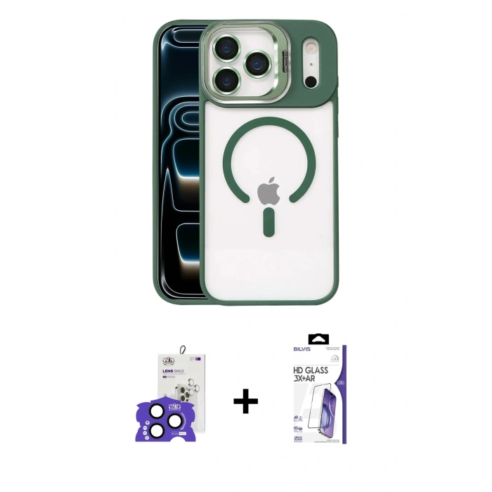 MARSİLYAN™- iPhone 17 Pro Max Kılıf Yadigar Asil Koleksiyonu - Siyah Bilvis 3X AR HD Cam Ekran Koruyucu + Bilvis Titan Kamera Lens - LT