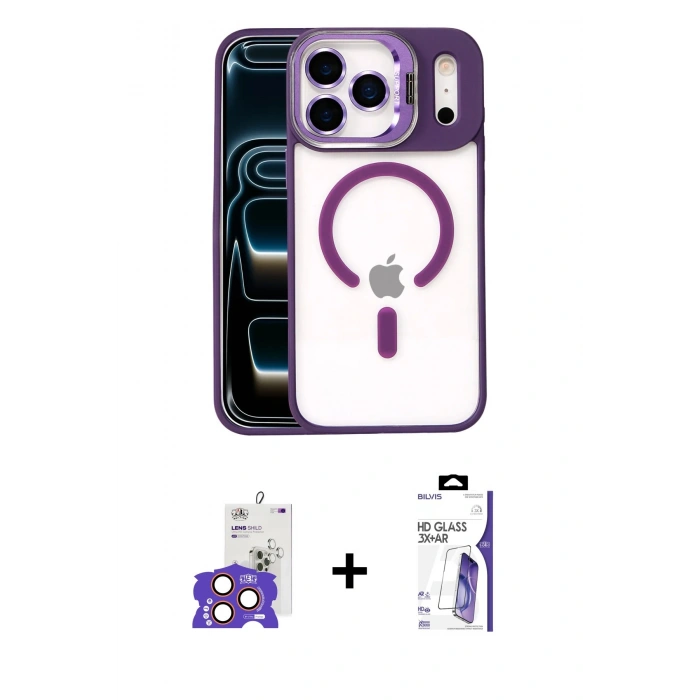 MARSİLYAN™- iPhone 17 Pro Max Kılıf Yadigar Asil Koleksiyonu - Siyah Bilvis 3X AR HD Cam Ekran Koruyucu + Bilvis Titan Kamera Lens - TU
