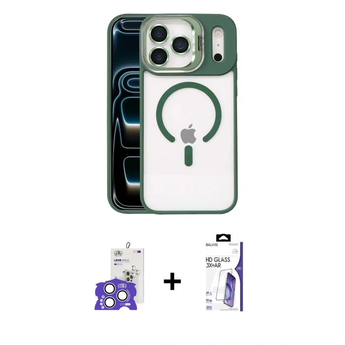 MARSİLYAN™- iPhone 17 Pro Max Kılıf Yadigar Asil Koleksiyonu - Siyah Bilvis 3X AR HD Cam Ekran Koruyucu + Bilvis Titan Kamera Lens - GS