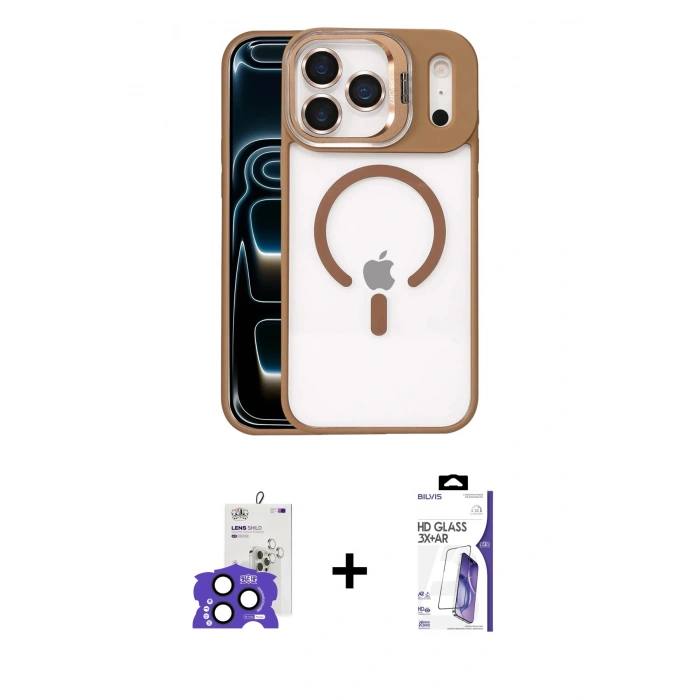MARSİLYAN™- iPhone 17 Pro Max Kılıf Yadigar Asil Koleksiyonu - Siyah Bilvis 3X AR HD Cam Ekran Koruyucu + Bilvis Titan Kamera Lens - LT