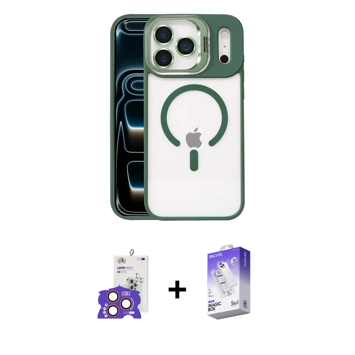 MARSİLYAN™- iPhone 17 Pro Max Kılıf Yadigar Asil Koleksiyonu - Siyah Bilvis 5in1 3D Magic Cam Ekran Koruyucu + Bilvis Titan Kamera Lens - TU