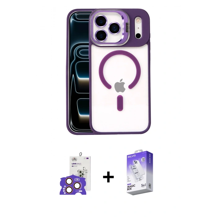 MARSİLYAN™- iPhone 17 Pro Max Kılıf Yadigar Asil Koleksiyonu - Siyah Bilvis 5in1 3D Magic Cam Ekran Koruyucu + Bilvis Titan Kamera Lens - TU