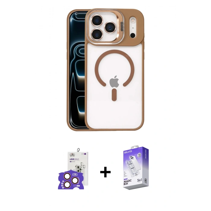 MARSİLYAN™- iPhone 17 Pro Max Kılıf Yadigar Asil Koleksiyonu - Siyah Bilvis 5in1 3D Magic Cam Ekran Koruyucu + Bilvis Titan Kamera Lens - TU