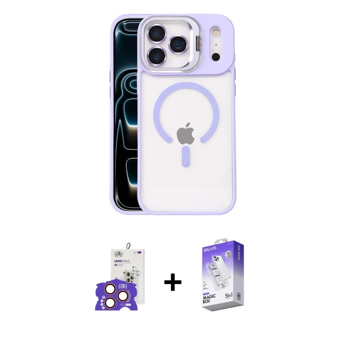 MARSİLYAN™- iPhone 17 Pro Max Kılıf Yadigar Asil Koleksiyonu - Siyah Bilvis 5in1 3D Magic Cam Ekran Koruyucu + Bilvis Titan Kamera Lens - TU
