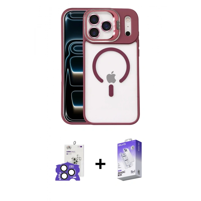 MARSİLYAN™- iPhone 17 Pro Max Kılıf Yadigar Asil Koleksiyonu - Siyah Bilvis 5in1 3D Magic Cam Ekran Koruyucu + Bilvis Titan Kamera Lens - NLGY