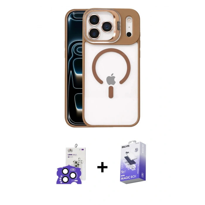 MARSİLYAN™- iPhone 17 Pro Max Kılıf Yadigar Asil Koleksiyonu - Siyah Bilvis 5in1 5D Magic Hayalet Cam Ekran Koruyucu + Lacivert Bilvis Titan Kamera Lens