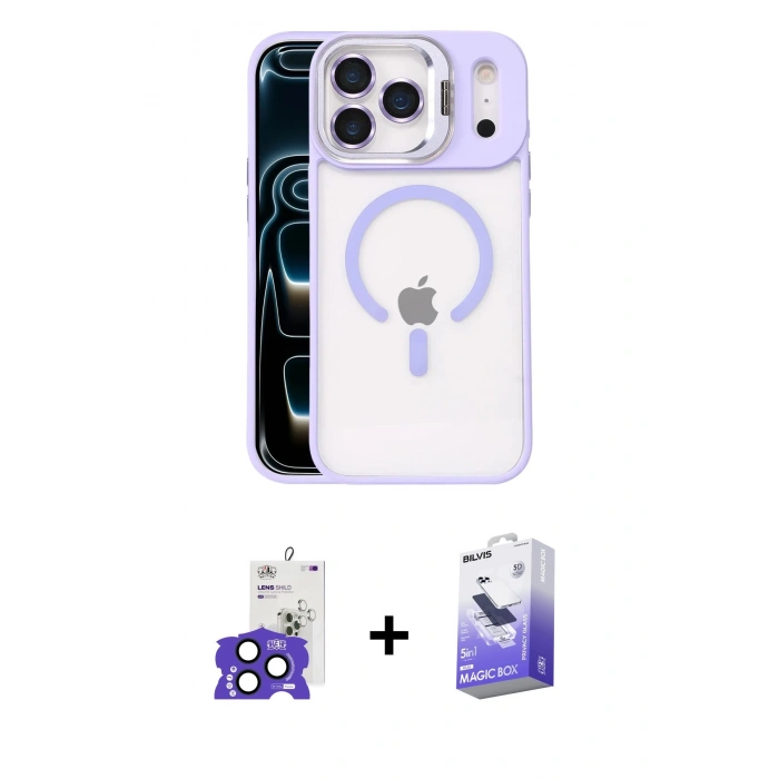 MARSİLYAN™- iPhone 17 Pro Max Kılıf Yadigar Asil Koleksiyonu - Siyah Bilvis 5in1 5D Magic Hayalet Cam Ekran Koruyucu + Lacivert Bilvis Titan Kamera Lens