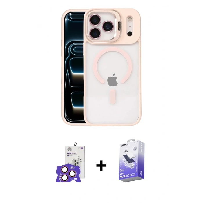 MARSİLYAN™- iPhone 17 Pro Max Kılıf Yadigar Asil Koleksiyonu - Siyah Bilvis 5in1 5D Magic Hayalet Cam Ekran Koruyucu + Bilvis Titan Kamera Lens - TU