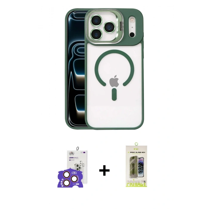 MARSİLYAN™- iPhone 17 Pro Max Kılıf Yadigar Asil Koleksiyonu - Siyah Joko Magic 5D Hayalet Cam + Bilvis Titan Kamera Lens - TU