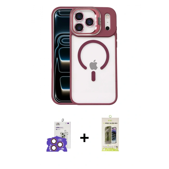 MARSİLYAN™- iPhone 17 Pro Max Kılıf Yadigar Asil Koleksiyonu - Siyah Joko Magic 5D Hayalet Cam + Bilvis Titan Kamera Lens - TU