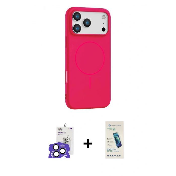 MARSİLYAN™- iPhone 17 Pro Max Kılıf Yankı Form Serisi - Şeffaf Pasifik Cam Ekran Koruyucu + Bilvis Titan Kamera Lens - NLGY
