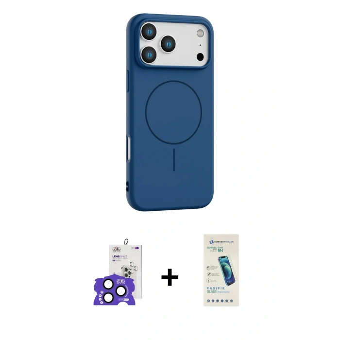 MARSİLYAN™- iPhone 17 Pro Max Kılıf Yankı Form Serisi - Şeffaf Pasifik Cam Ekran Koruyucu + Bilvis Titan Kamera Lens - LT