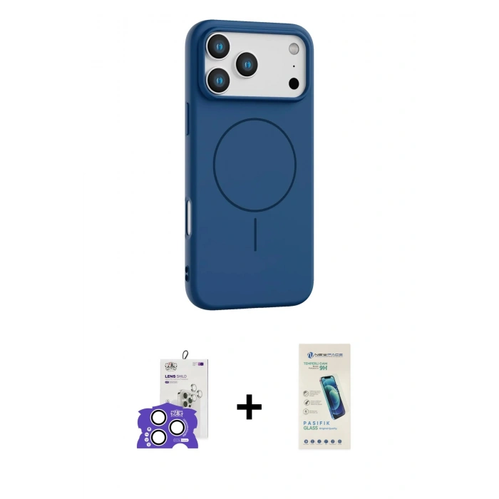 MARSİLYAN™- iPhone 17 Pro Max Kılıf Yankı Form Serisi - Şeffaf Pasifik Cam Ekran Koruyucu + Gümüş Bilvis Titan Kamera Lens