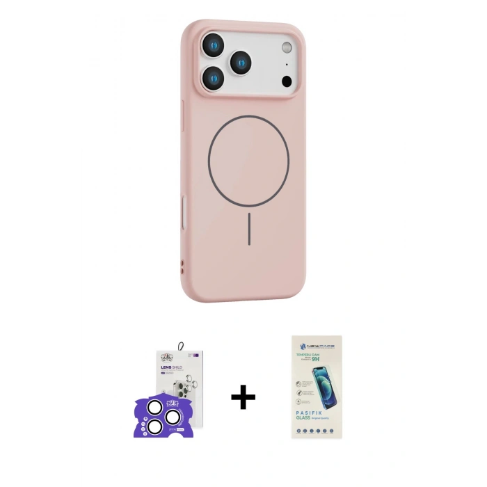 MARSİLYAN™- iPhone 17 Pro Max Kılıf Yankı Form Serisi - Şeffaf Pasifik Cam Ekran Koruyucu + Gümüş Bilvis Titan Kamera Lens