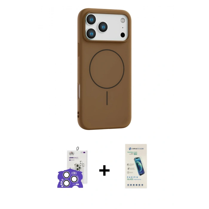 MARSİLYAN™- iPhone 17 Pro Max Kılıf Yankı Form Serisi - Şeffaf Pasifik Cam Ekran Koruyucu + Gümüş Bilvis Titan Kamera Lens
